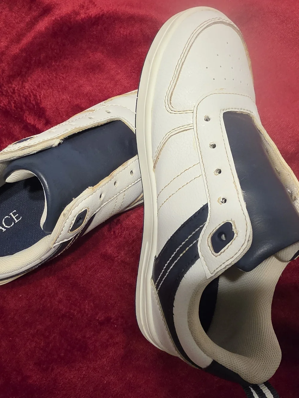 The Children's Place White and Navy Kids Slip-On Sneakers